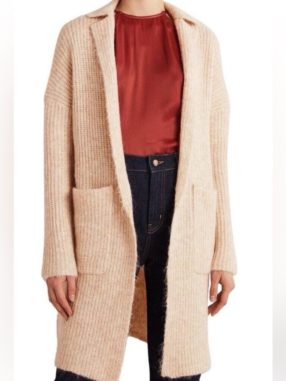 Boden NWT Mohair-Wool Duster Cardigan in Oatmeal size M
